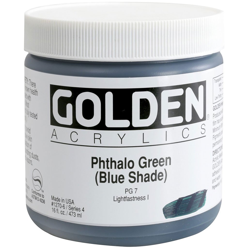 Golden Heavy Body Artist Acrylics Series 4 16oz Phthalo Green (Blue Shade)