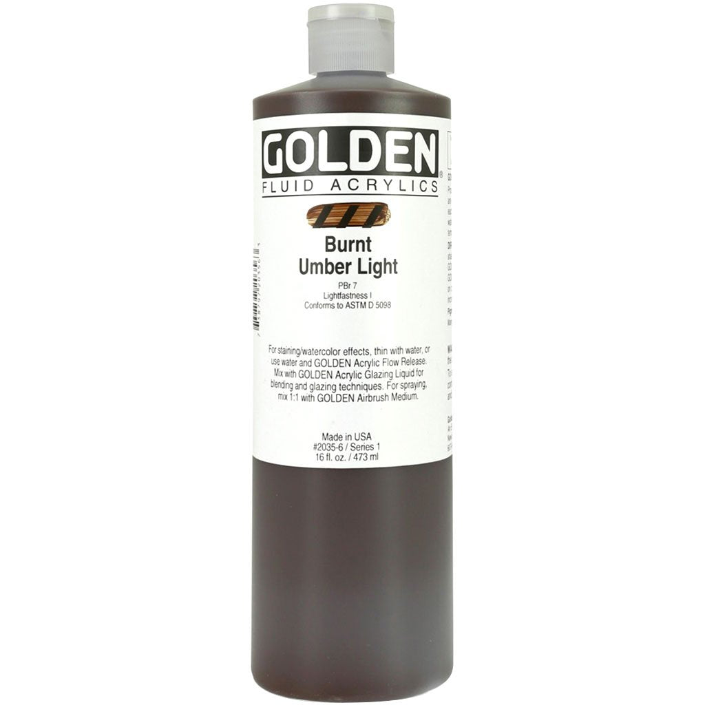 Golden Fluid Acrylic 16oz Burnt Umber Light