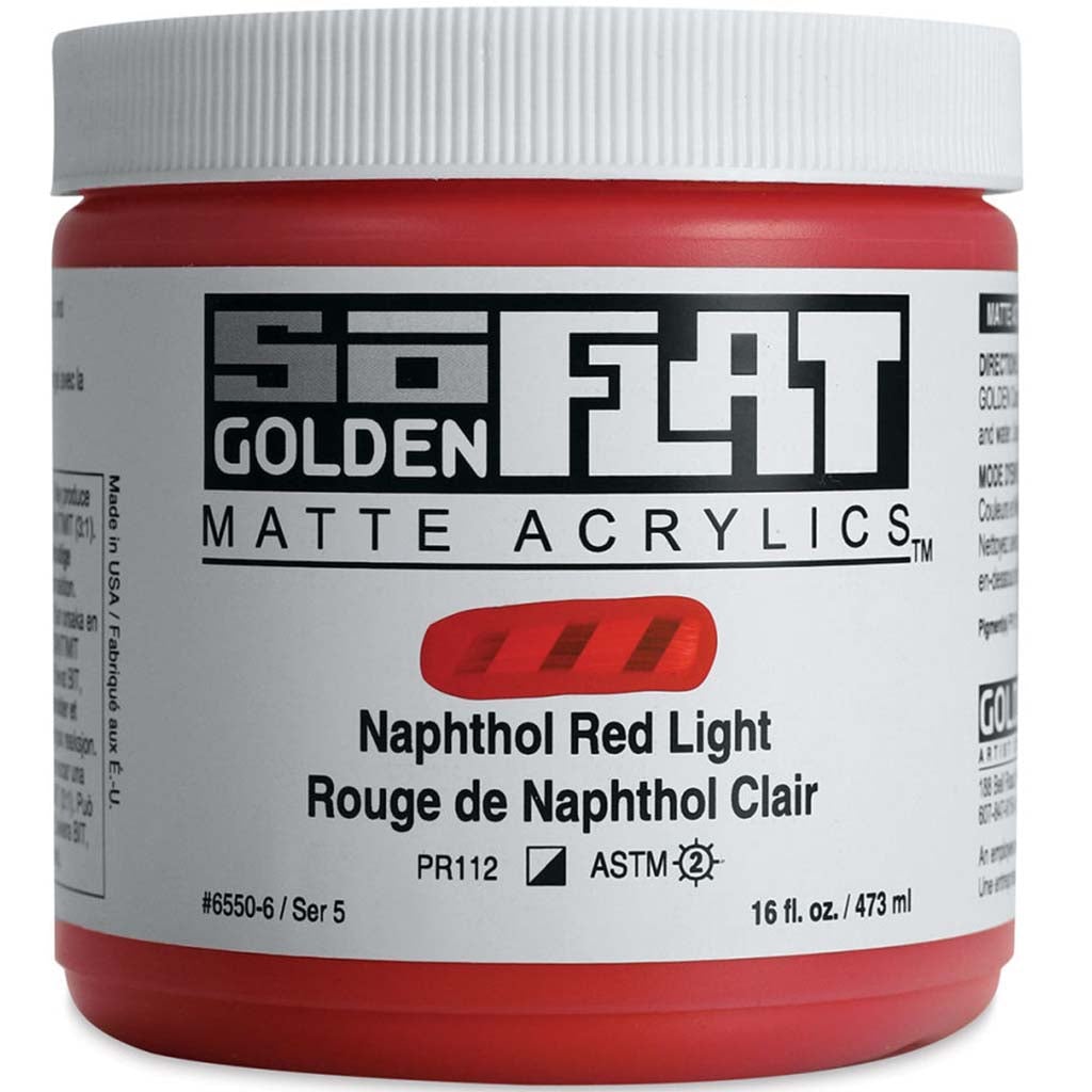 Golden SoFlat Matte Acrylic Paint 16oz Naphthol Red Light