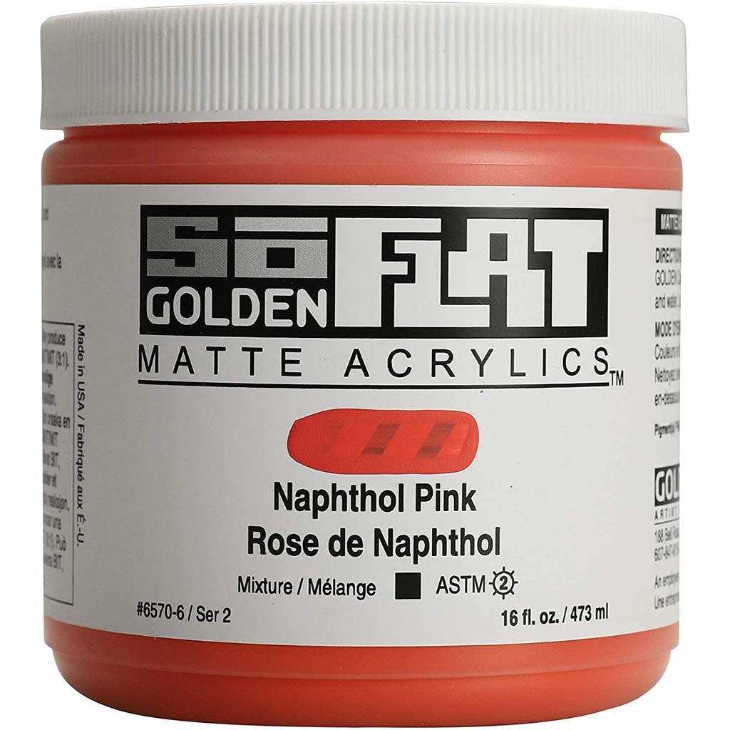 Golden SoFlat Matte Acrylic Paint 16oz Naphthol Pink