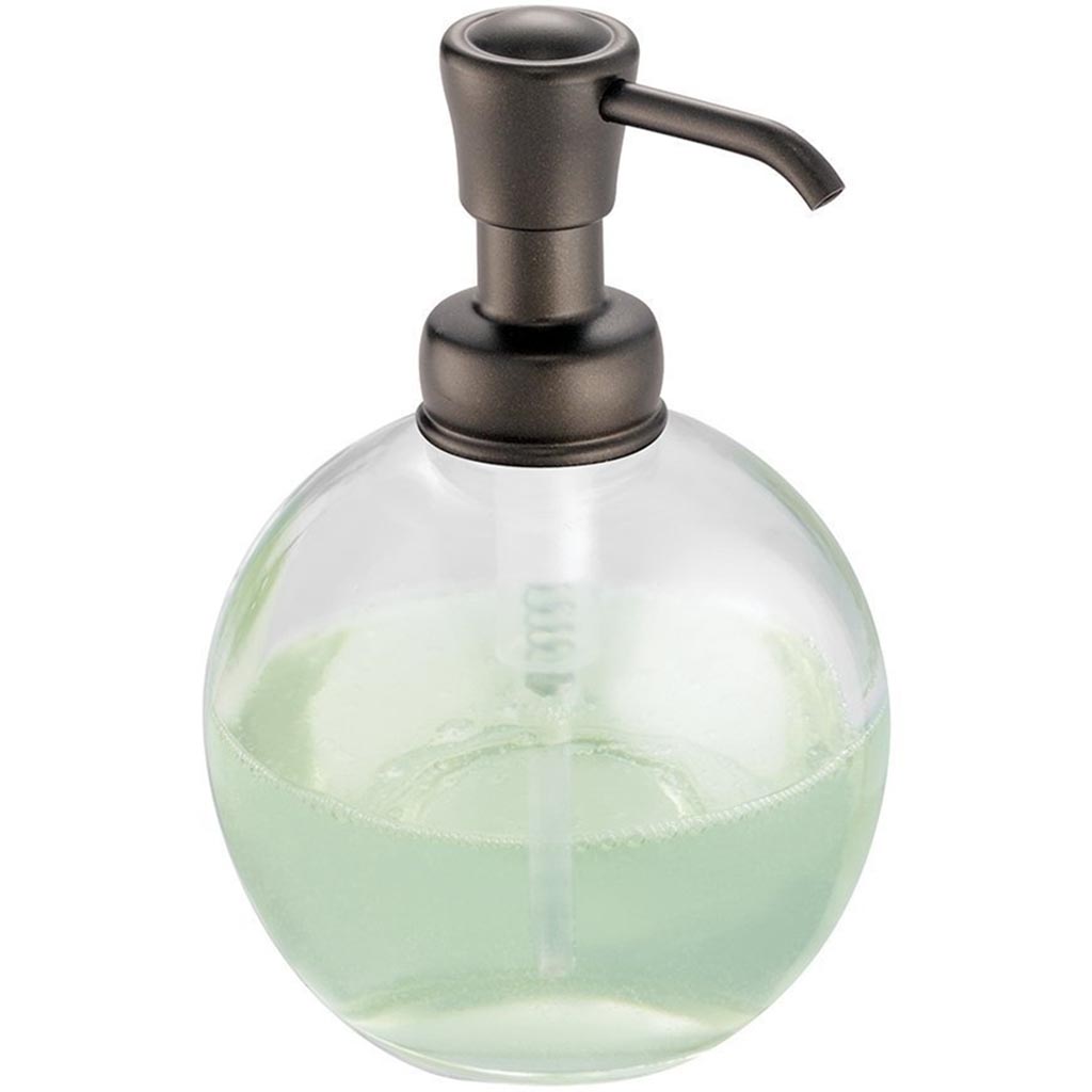 York Glass Soap Pump 14oz, Clear/Bronze