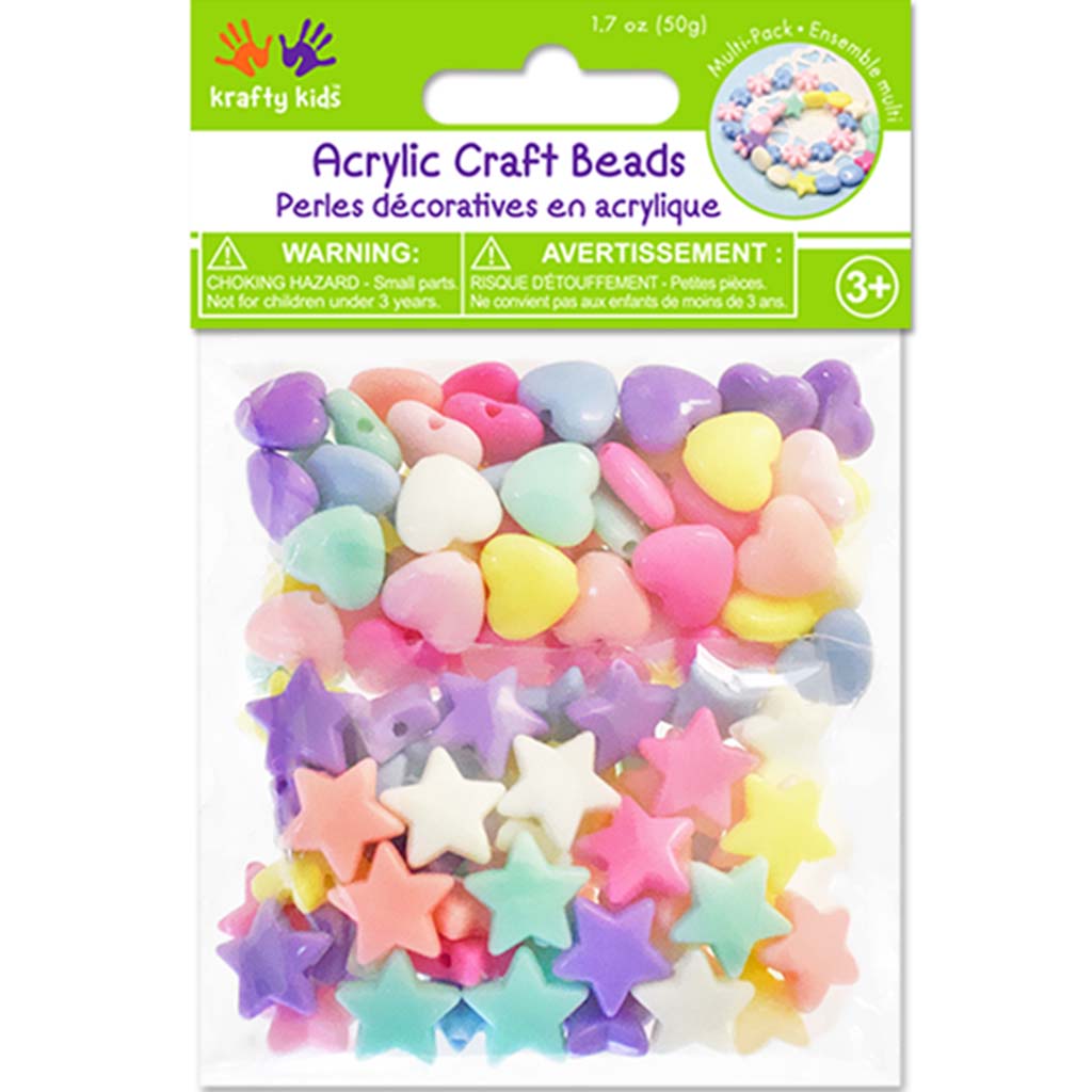 Acrylic Beads Multi-Packs 50g 10mm Heart and Star