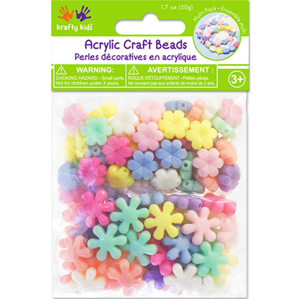 Acrylic Beads Multi-Packs 50g 10mm Flower Medley