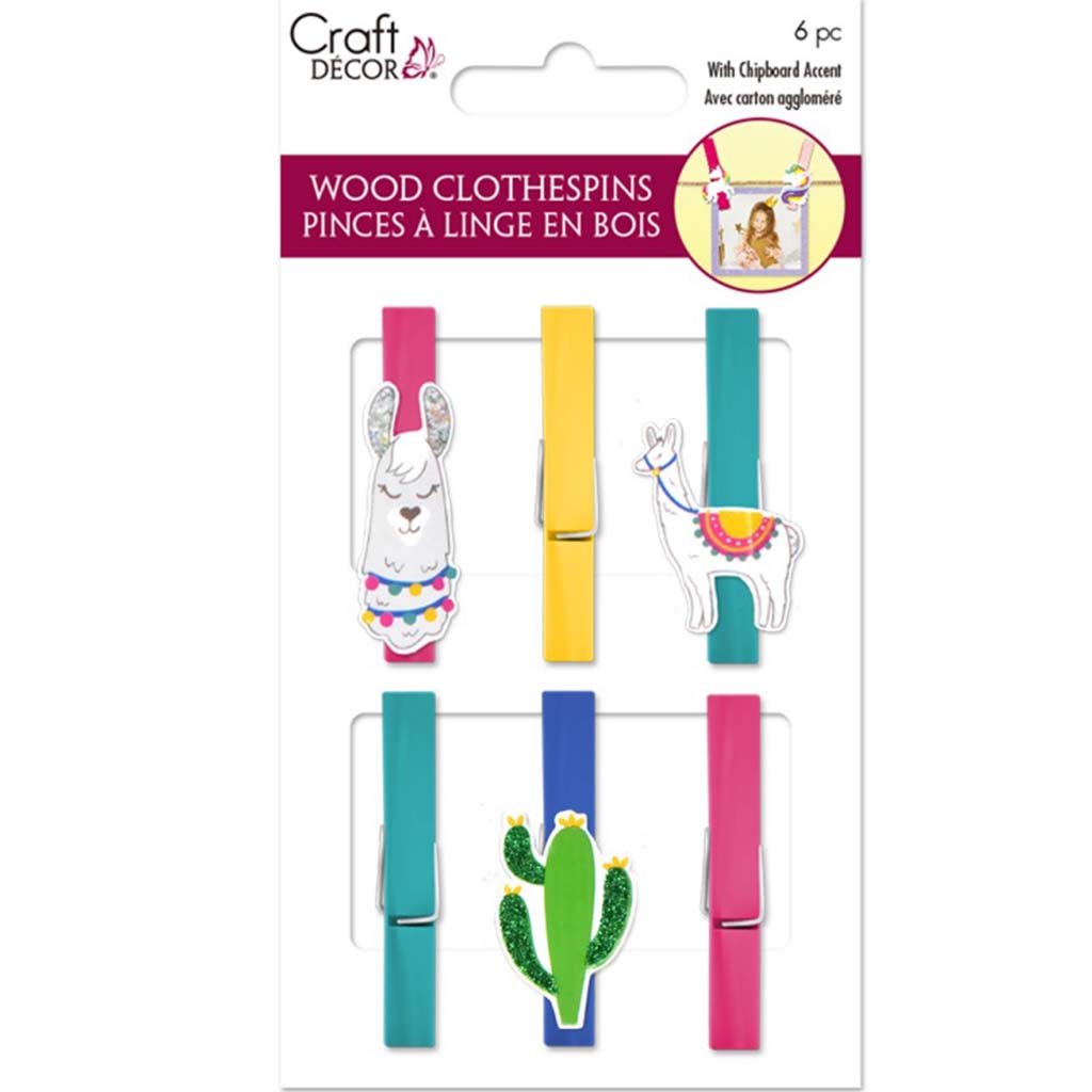 Wood Deco Clothespins Themed Llama