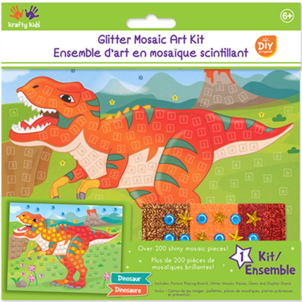 DIY Glitter Mosaic Art Kit with Gems Dinosaur