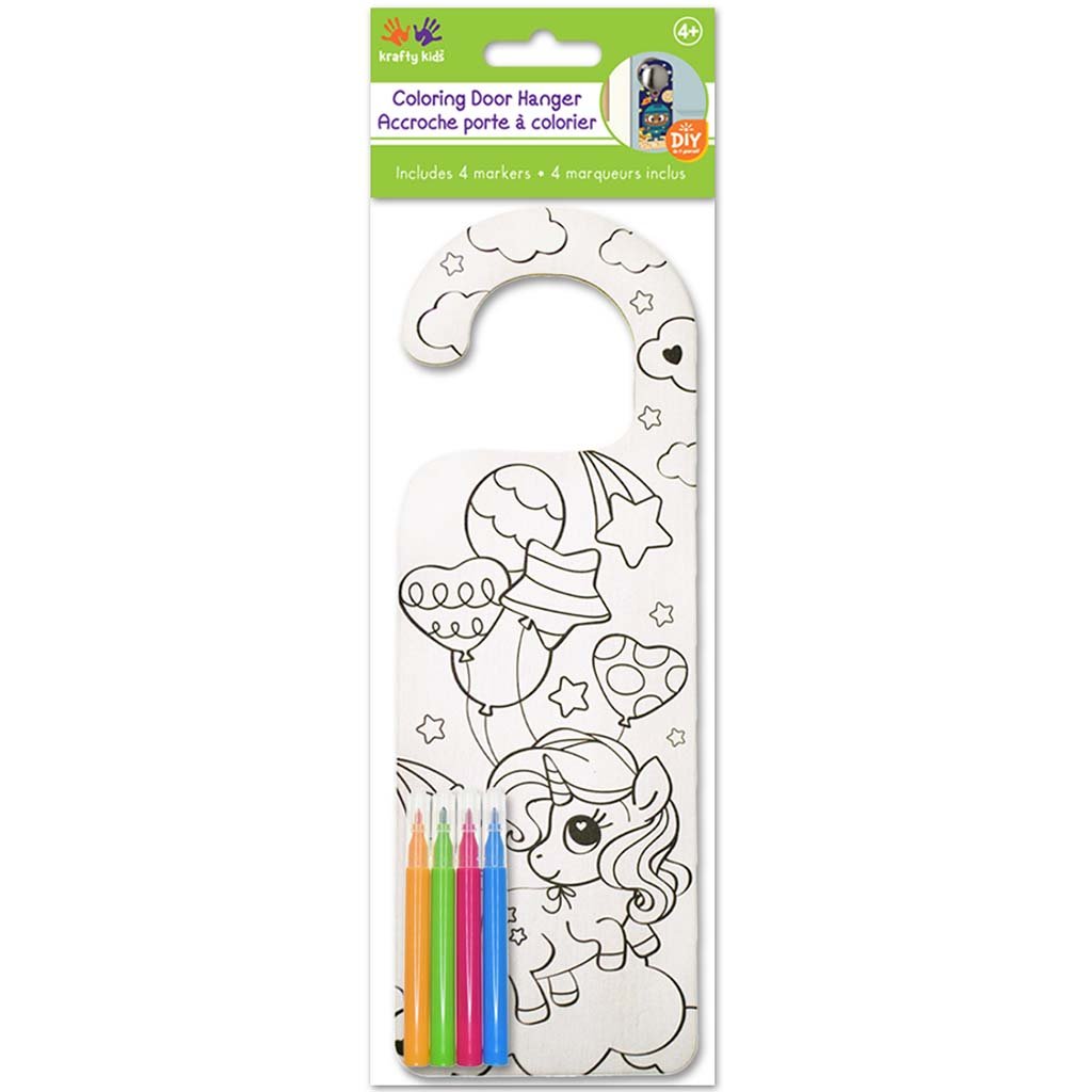 DIY Door Hanger with 4 Markers 3.5in x 10.25in Unicorn