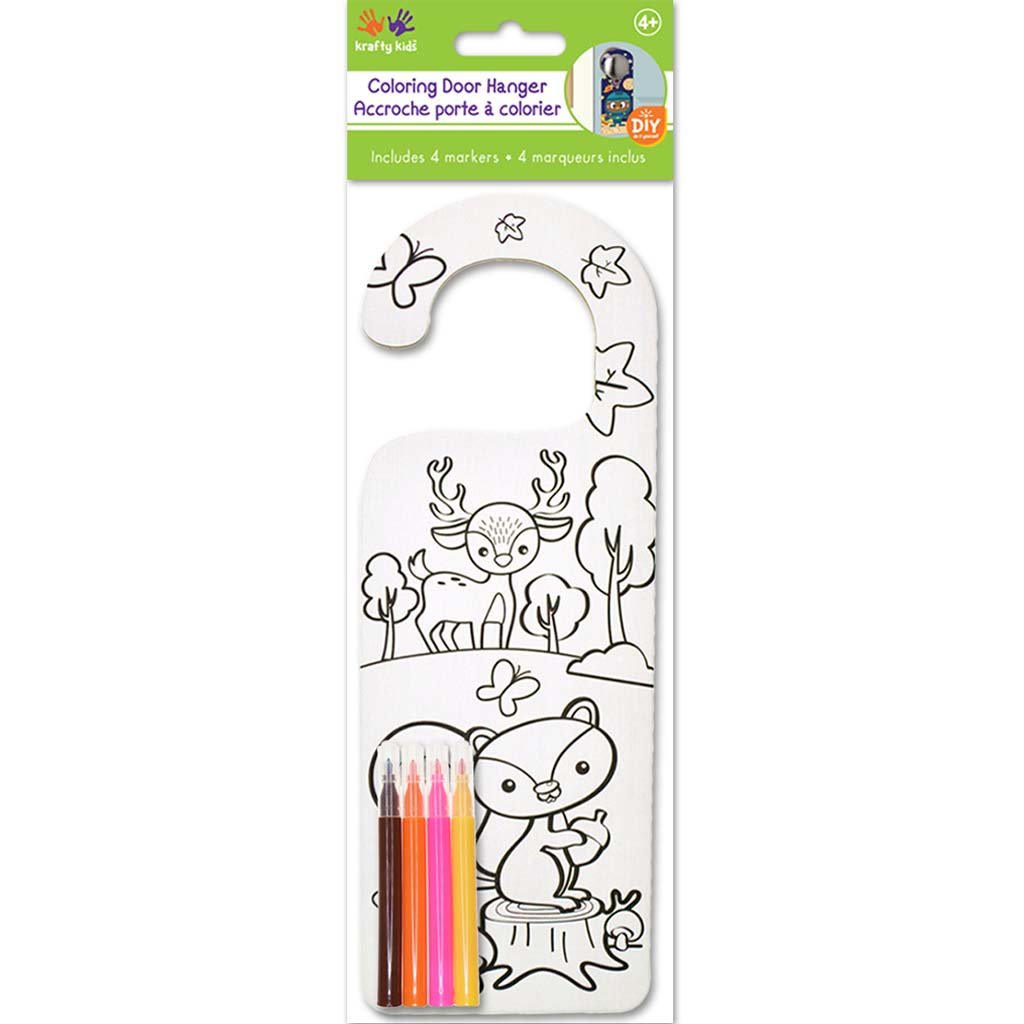 DIY Door Hanger with 4 Markers 3.5in x 10.25in Woodland Pals