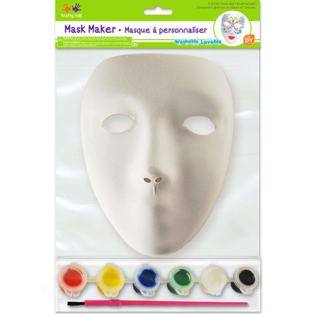 DIY Mask Maker with 6 Paints &amp; Brush 9in Female