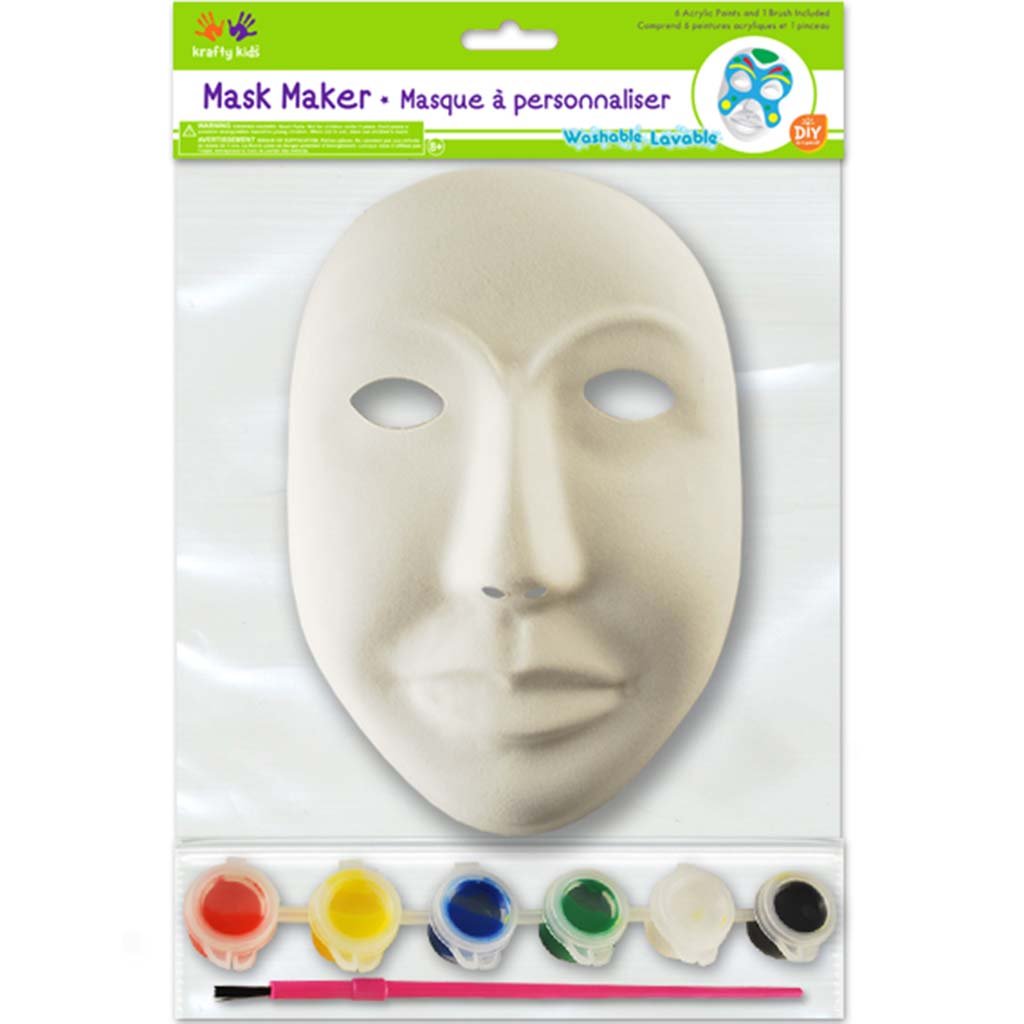 DIY Mask Maker with 6 Paints &amp; Brush 9in Male