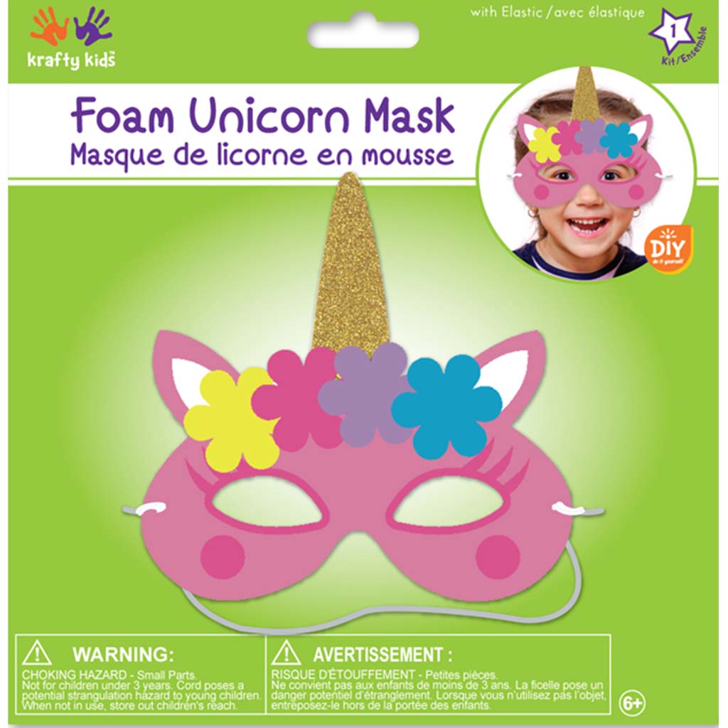 DIY Foam Unicorn Mask with Elastic Pink