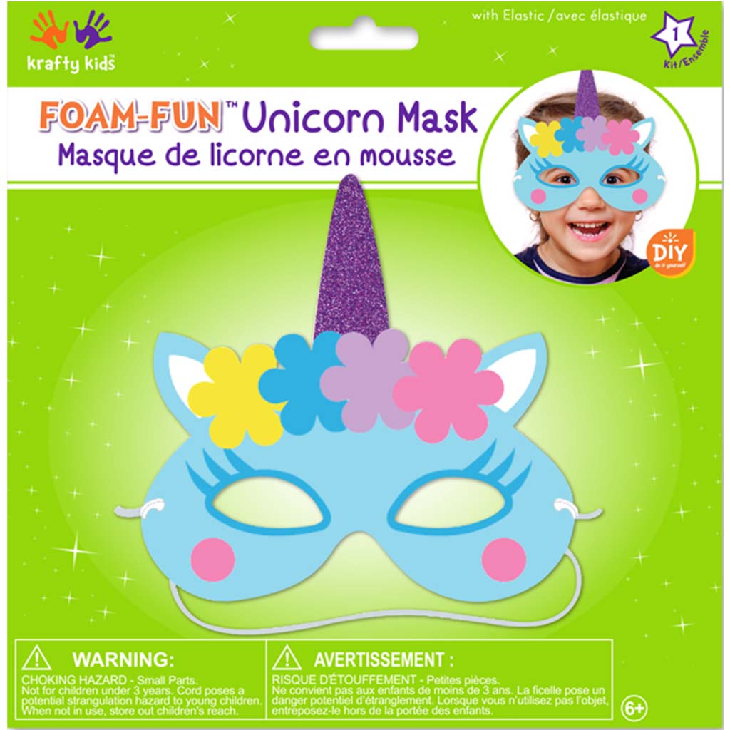 DIY Foam Unicorn Mask with Elastic Blue