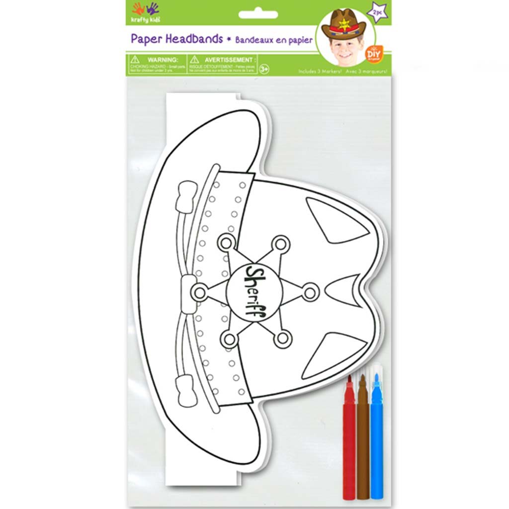 DIY Paper Headband 2pc with 3 Markers Sheriff