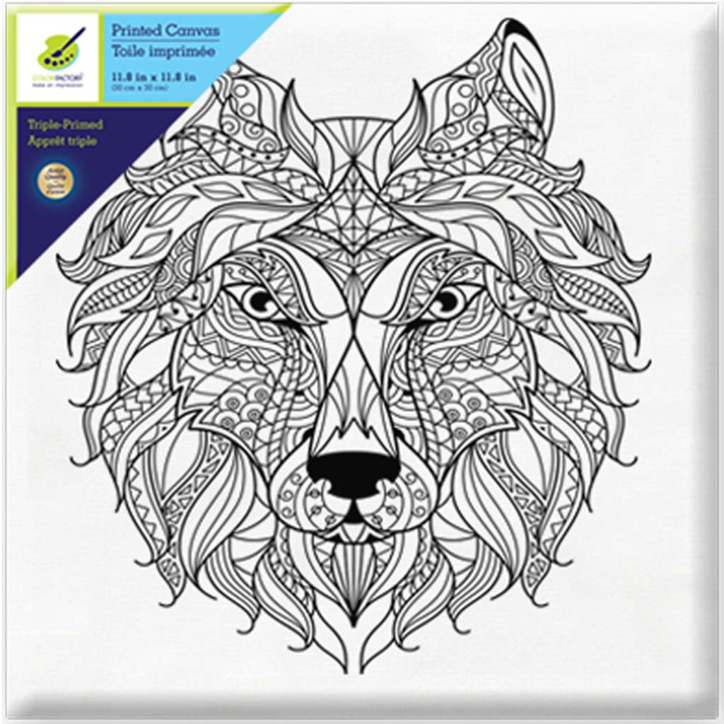 Printed Canvas Primed Back-Stapled 12in x 12in Lion