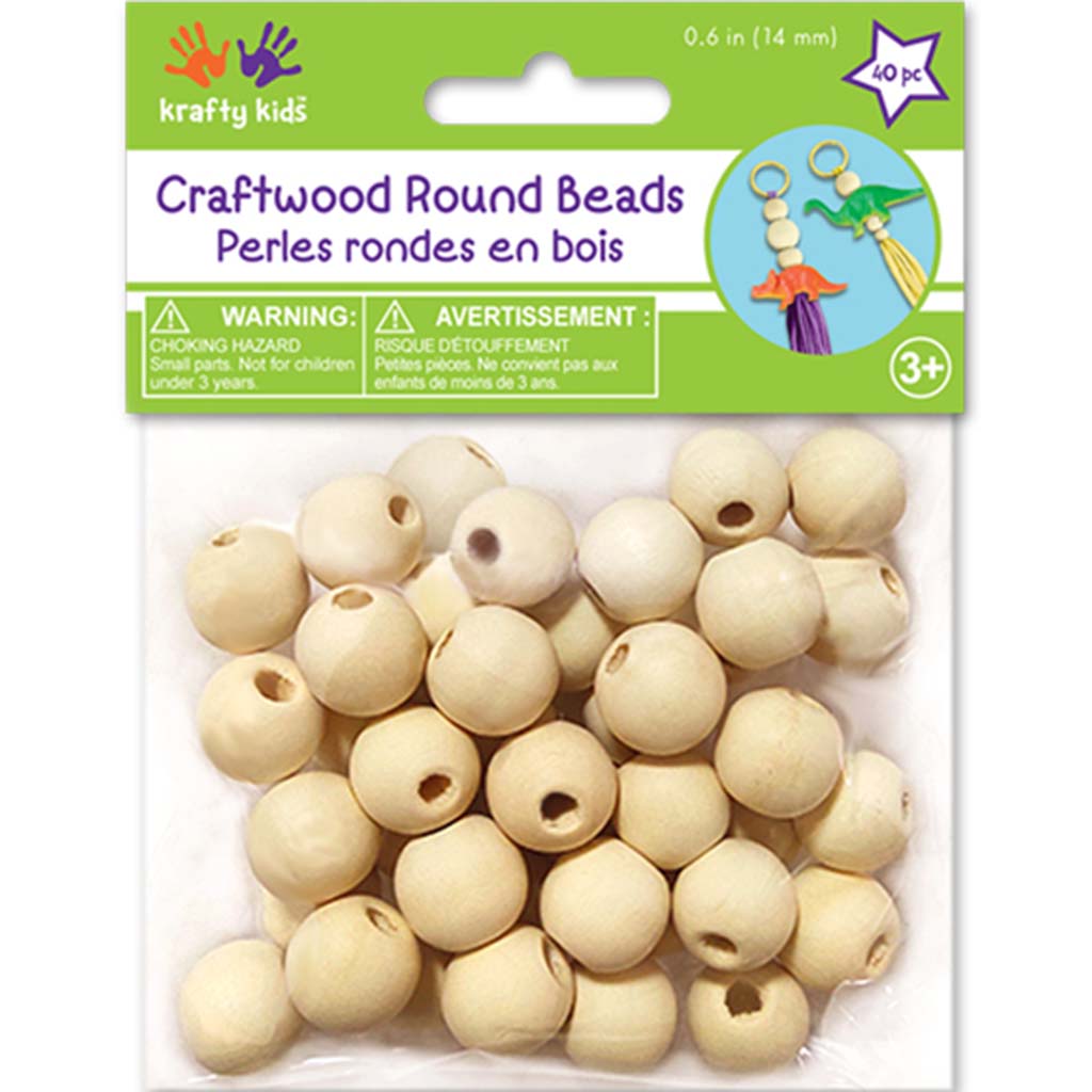 Craftwood Round Beads Natural 14mm 40pc