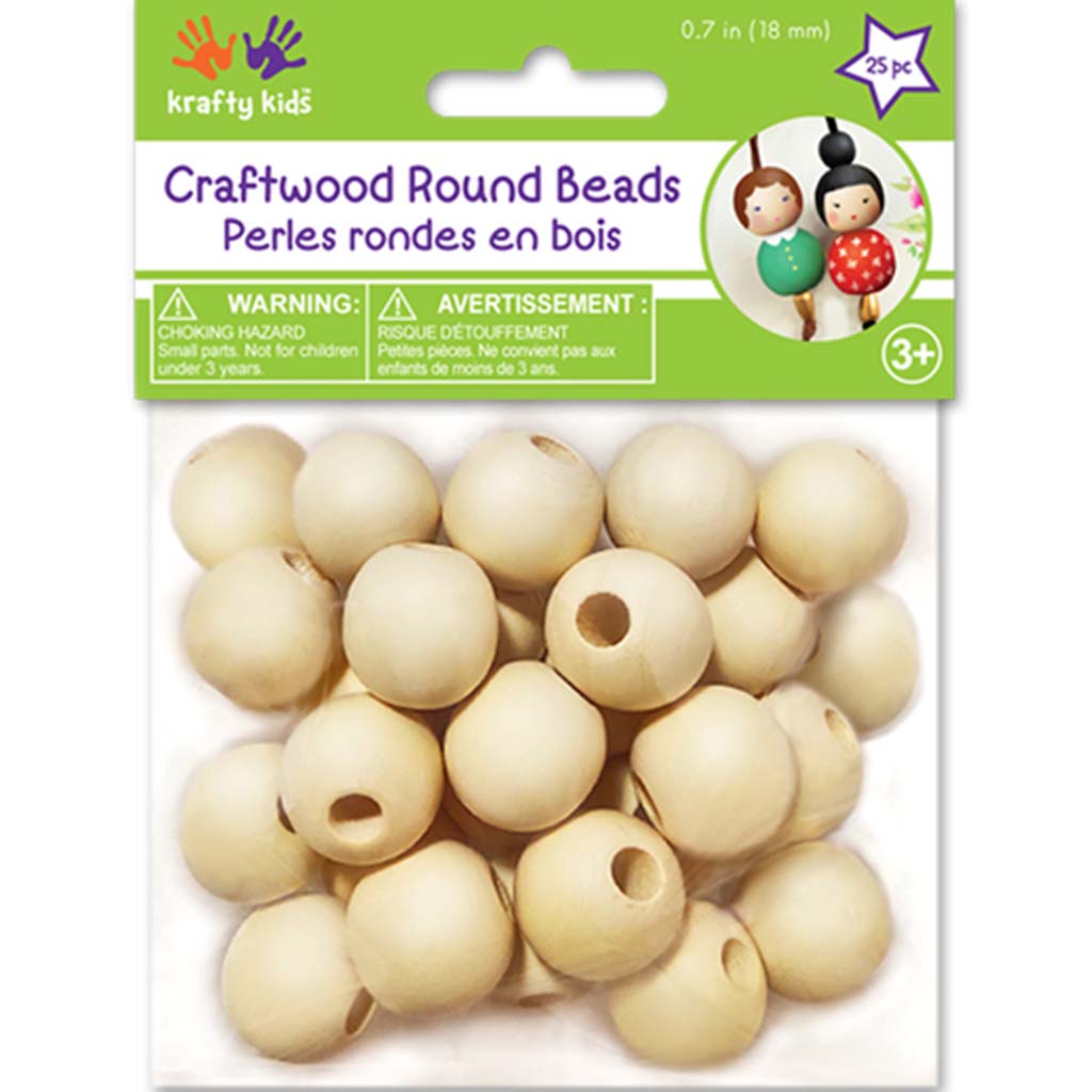 Craftwood Round Beads Natural 18mm 25pc