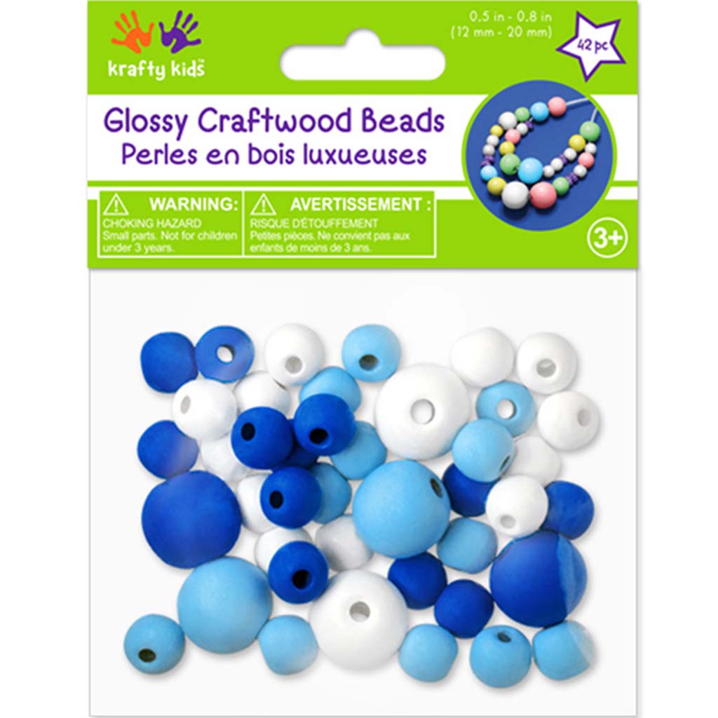 Glossy Round Beads Assorted 42pc Blue Medley