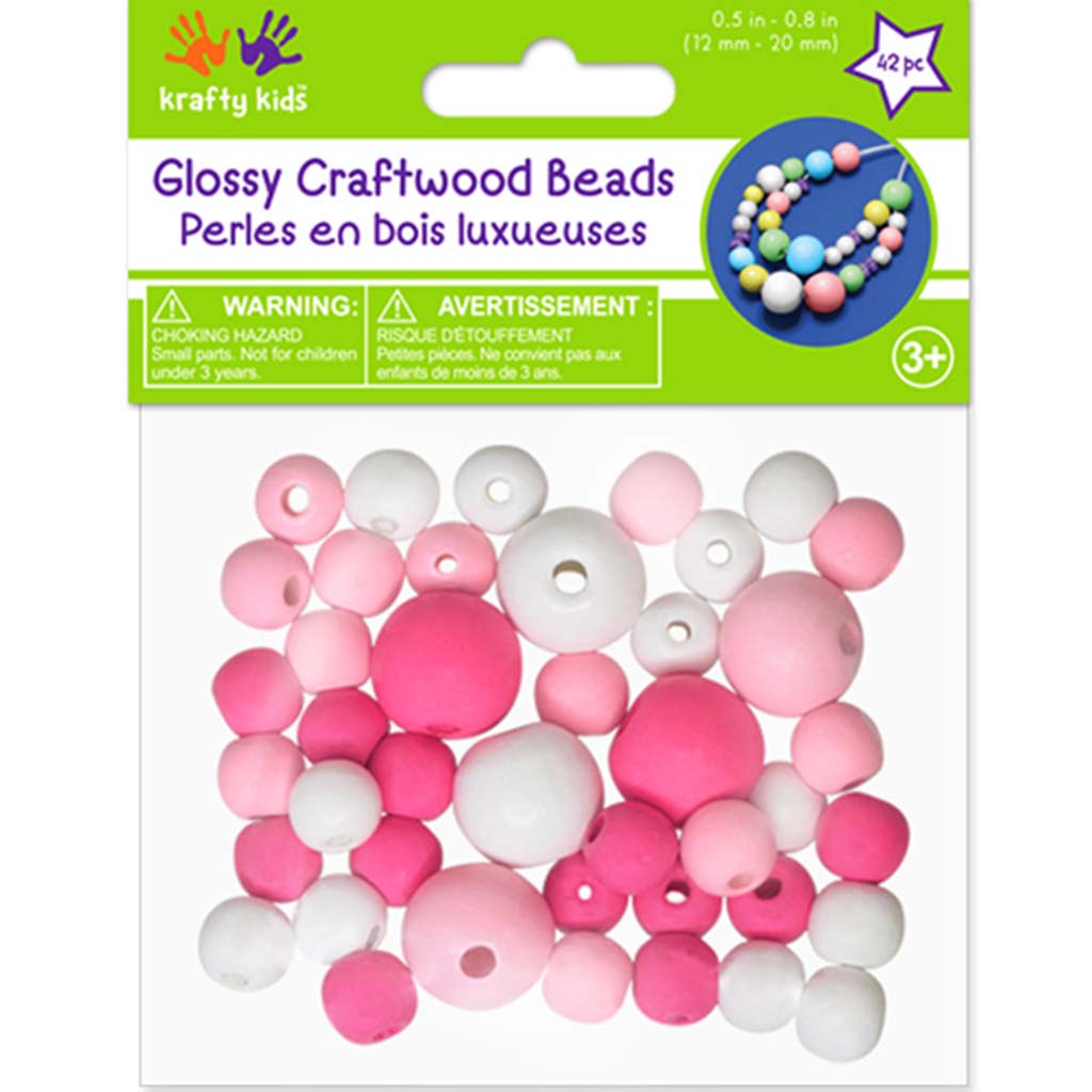 Glossy Round Beads Assorted 42pc Pink Medley