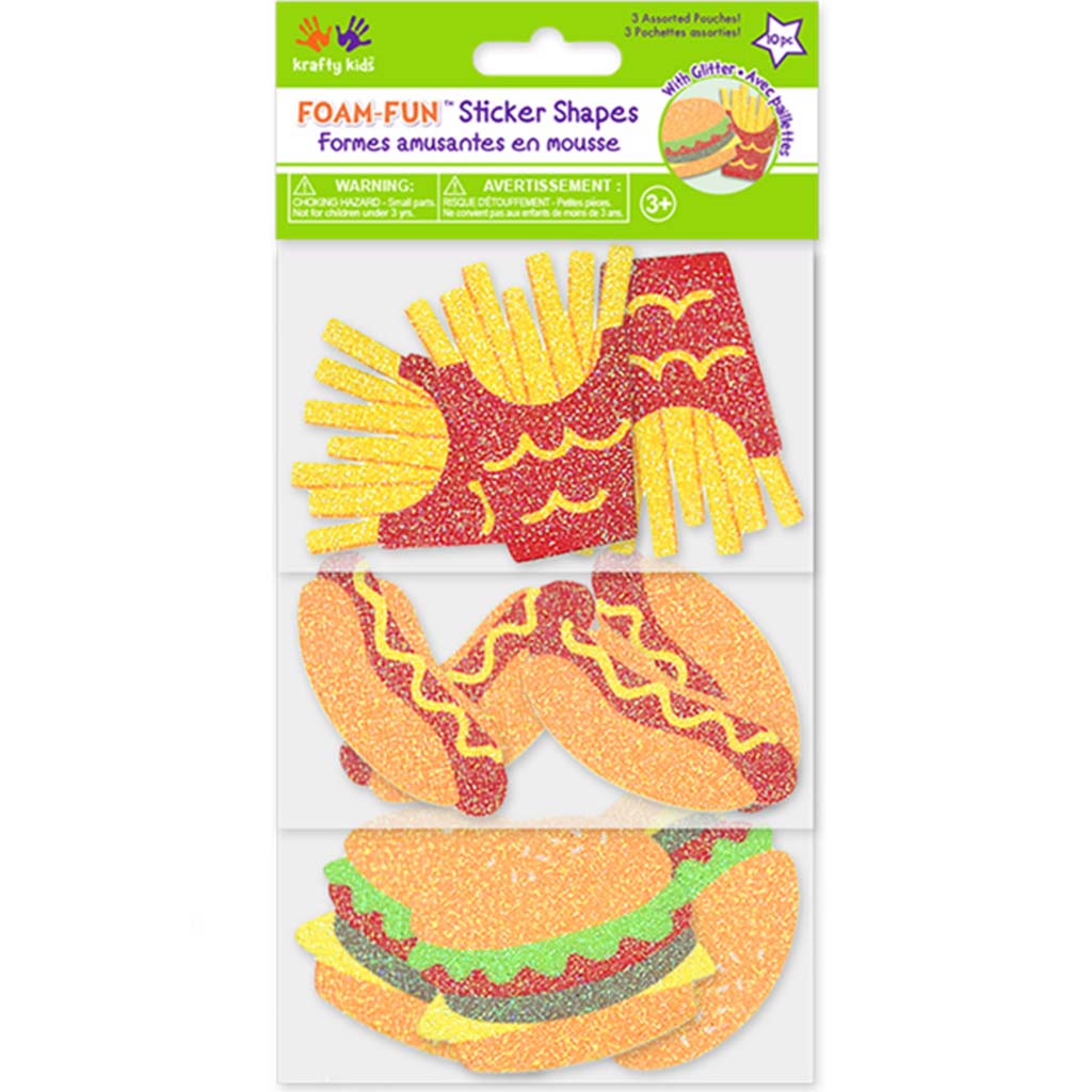 3D Foam Fun Glitter Stickers Fast Food