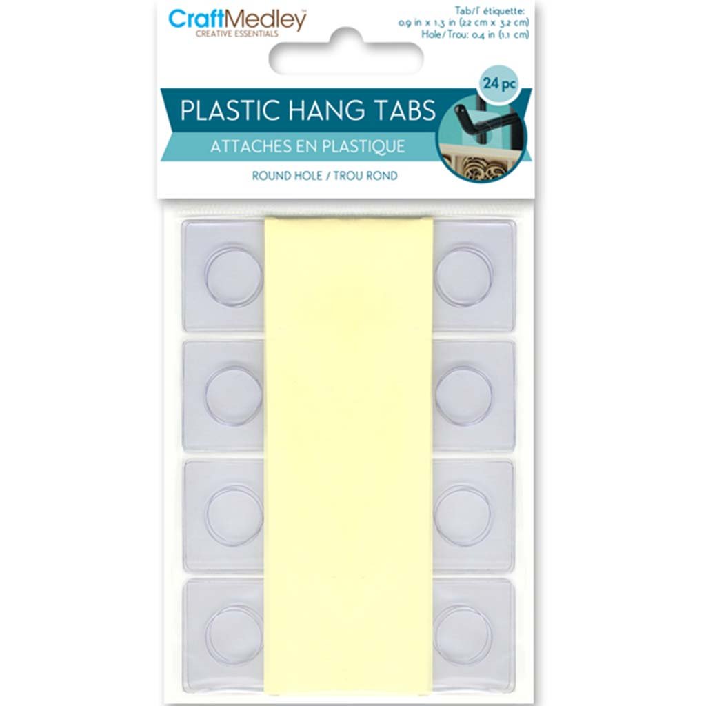 Plastic Peg-Hook Tabs Round Hole 24pc Self-Stick