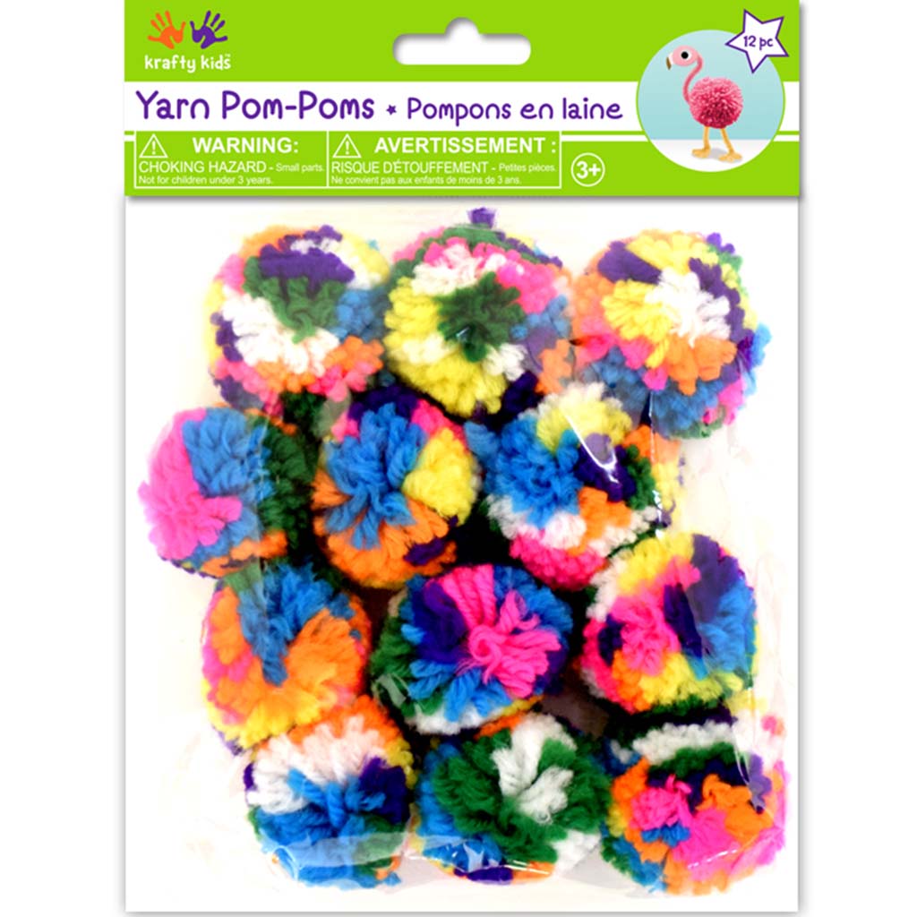 Yarn Poms 12pc 1.5in Color Blend