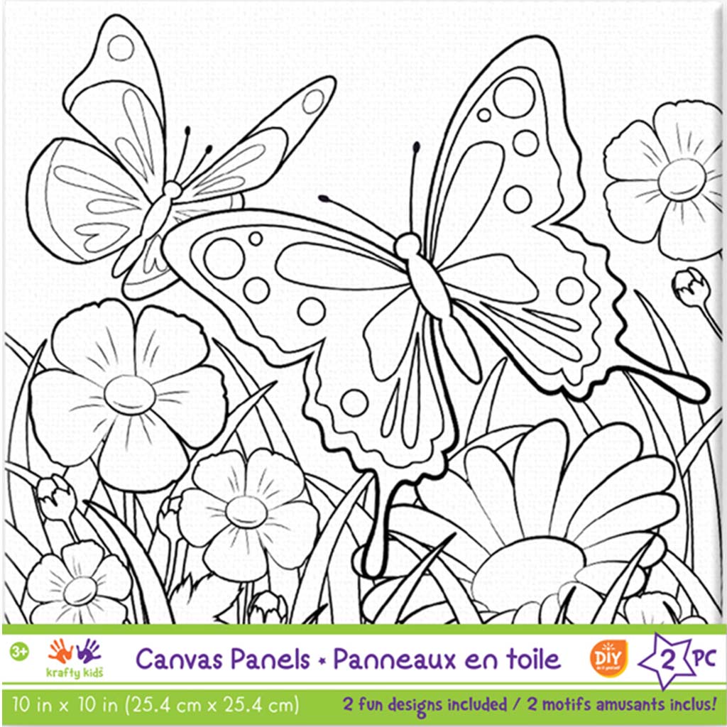 DIY Canvas Panels 2pc Assorted Designs 10in x 10in Flying Friends