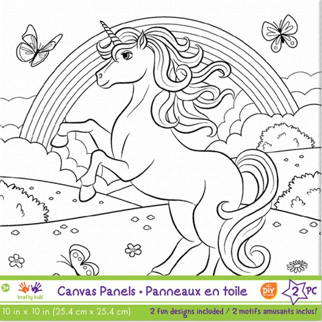 DIY Canvas Panels 2pc Assorted Designs 10in x 10in Unicorn Dreams