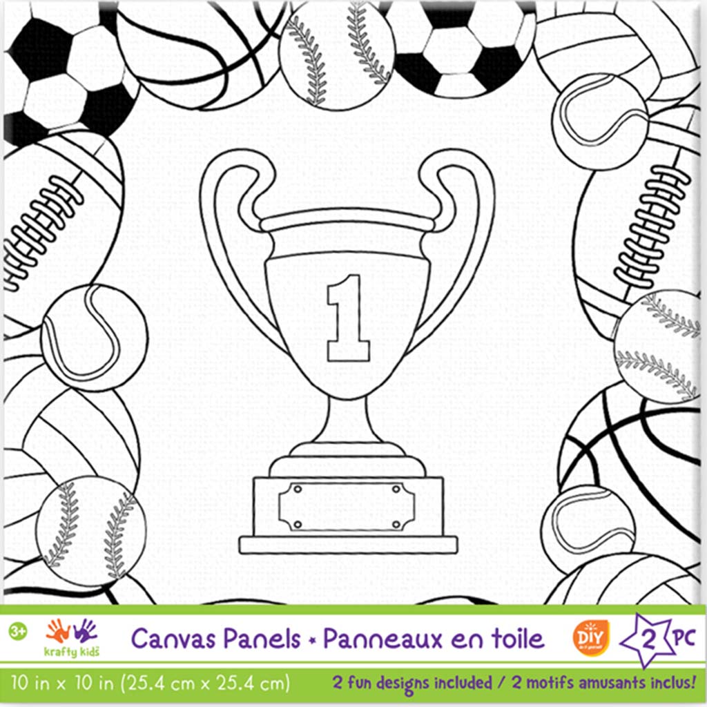 DIY Canvas Panels 2pc Assorted Designs 10in x 10in Sports Fan