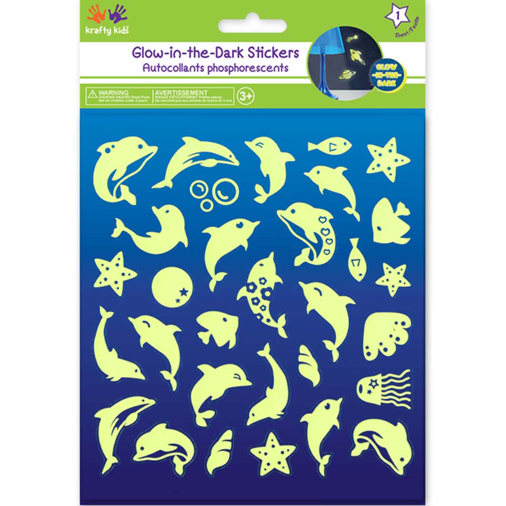 Glow-In-The-Dark Stickers 15cm x 17cm Dolphin