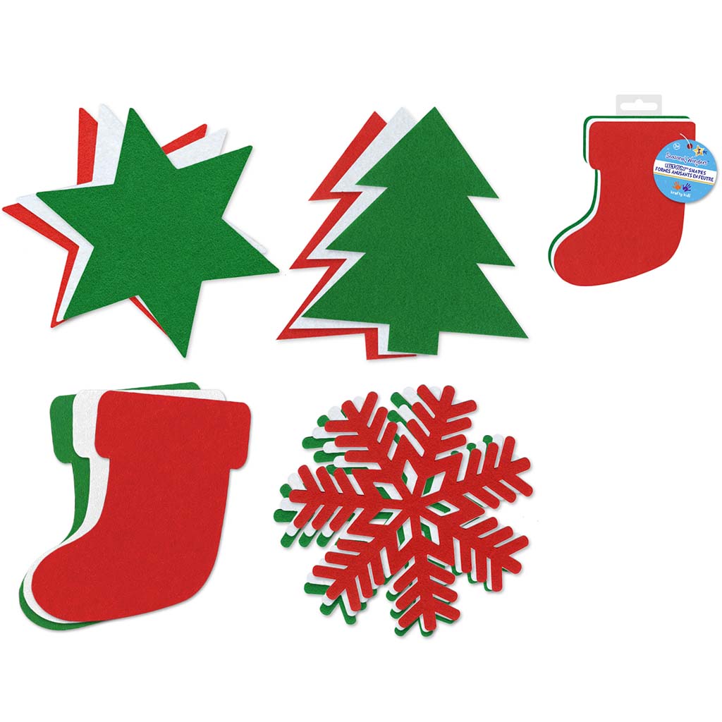 DIY Felt Shapes 2mm x 8in 3pc Holiday Icons Tree