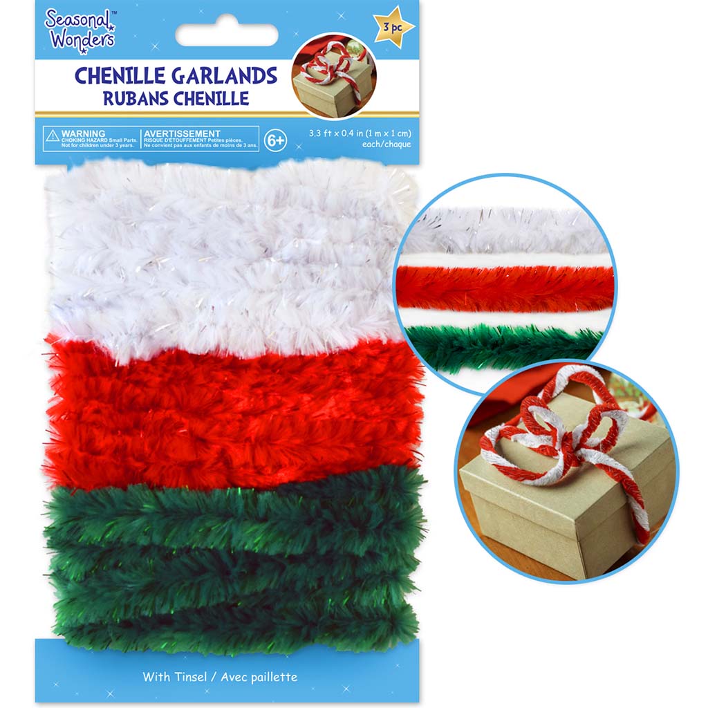 Chenille Garland 3m with Tinsel 1.5cm