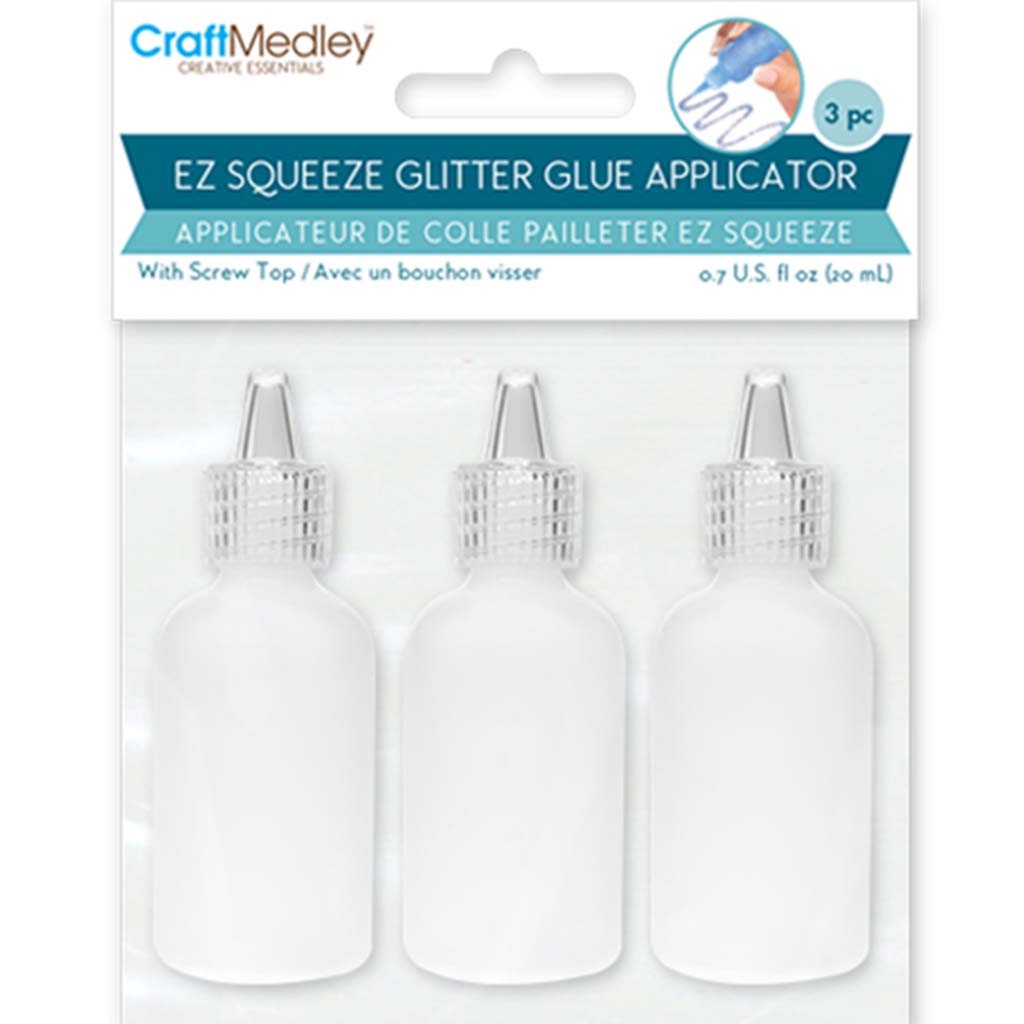 EZ-Squeeze Glitter Glue Applicator with Screw-Top 20ml 3pc