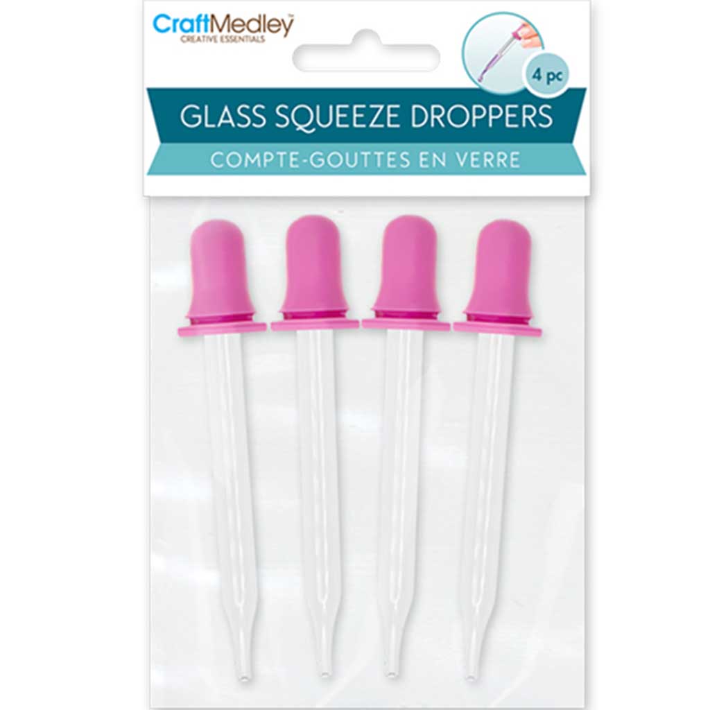 Plastic Bottles 1ml Glass Squeeze Droppers 4pc