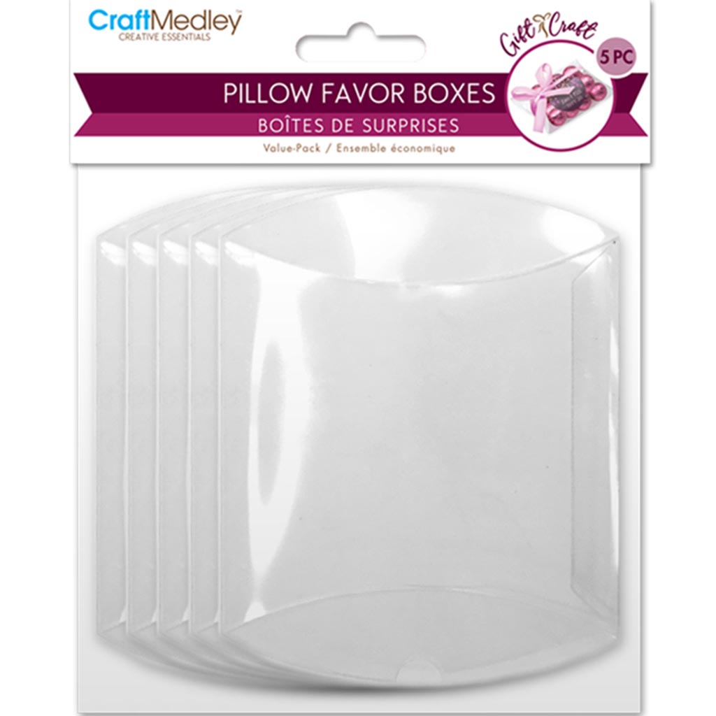 PVC Clear Pillow Favor Box Value-Pack Large 12.5 x 9.5 x 3cm 5pc