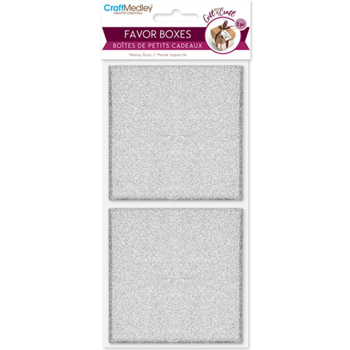 Heavy Duty Paper Favor Box 2.38in x 2.38in x 1.44in Silver Shimmer