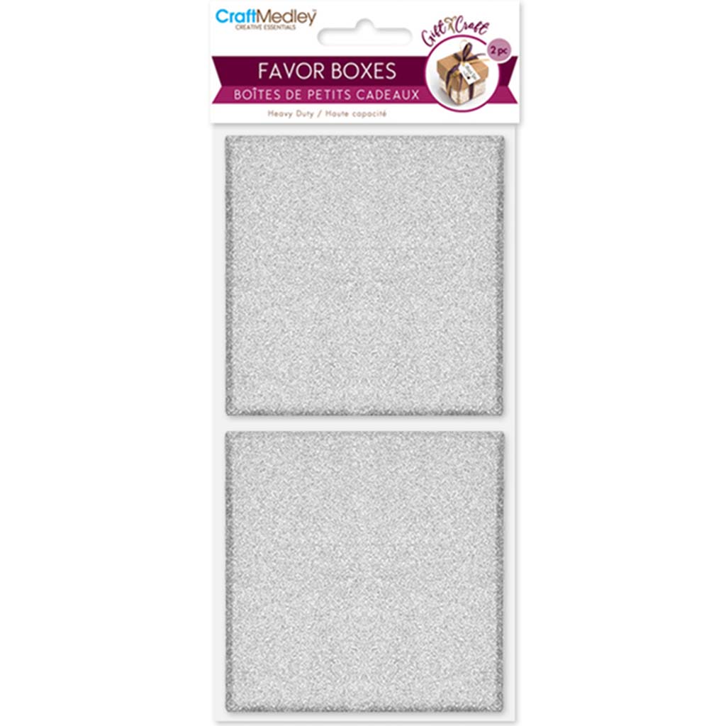 Heavy Duty Paper Favor Box 2.38in x 2.38in x 1.44in Silver Shimmer