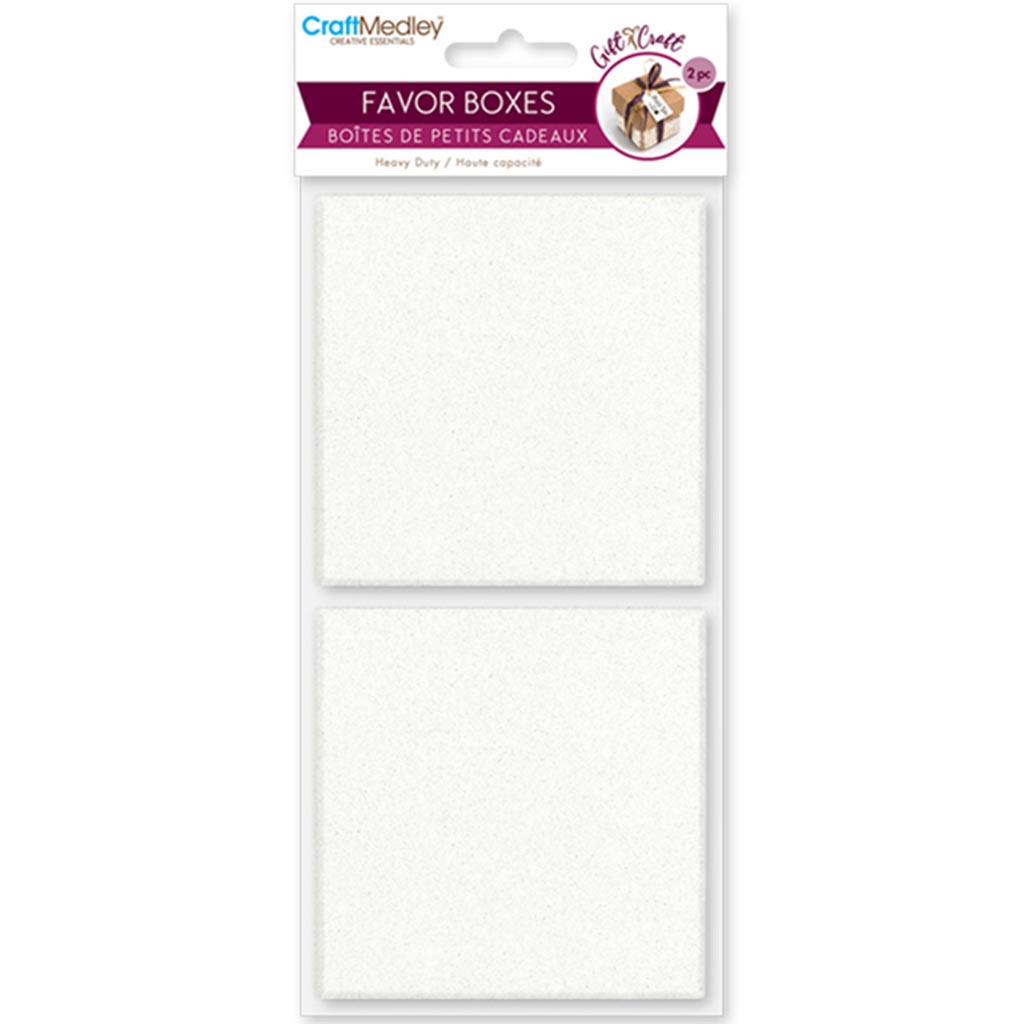 Heavy Duty Paper Favor Box 2.38in x 2.38in x 1.44in White Shimmer