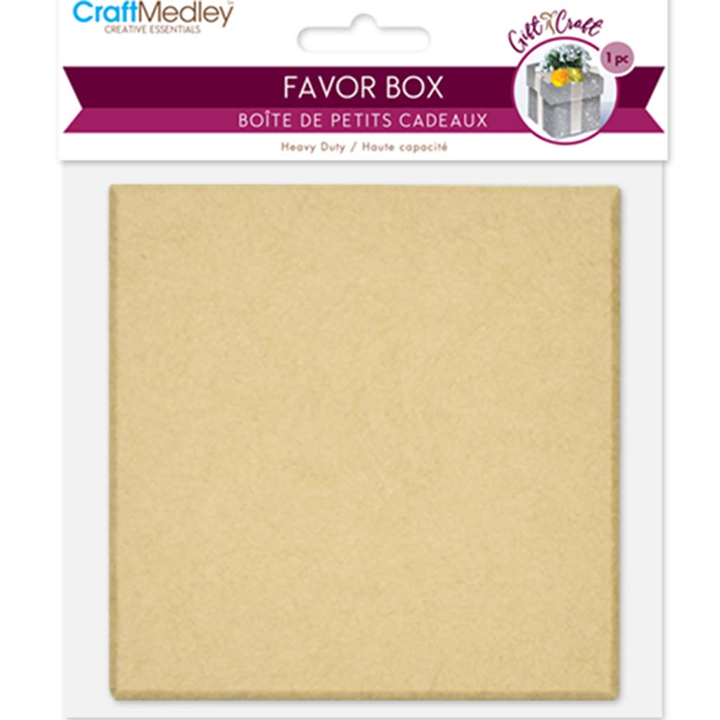 Heavy Duty Paper Favor Box 3.3in x 3.3in x 1.5in Kraft