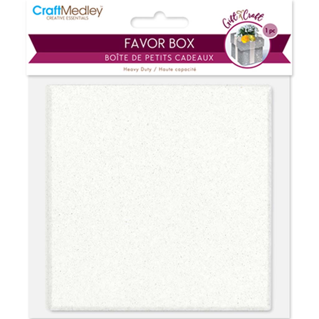 Heavy Duty Paper Favor Box 3.3in x 3.3in x 1.5in White Shimmer