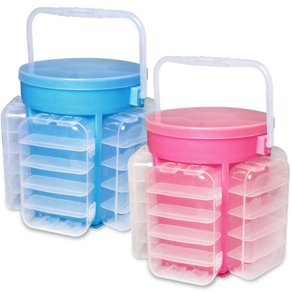 Storage Organizer Bucket with 5 Snap-on Boxes 5.2in x 5.9in Blue