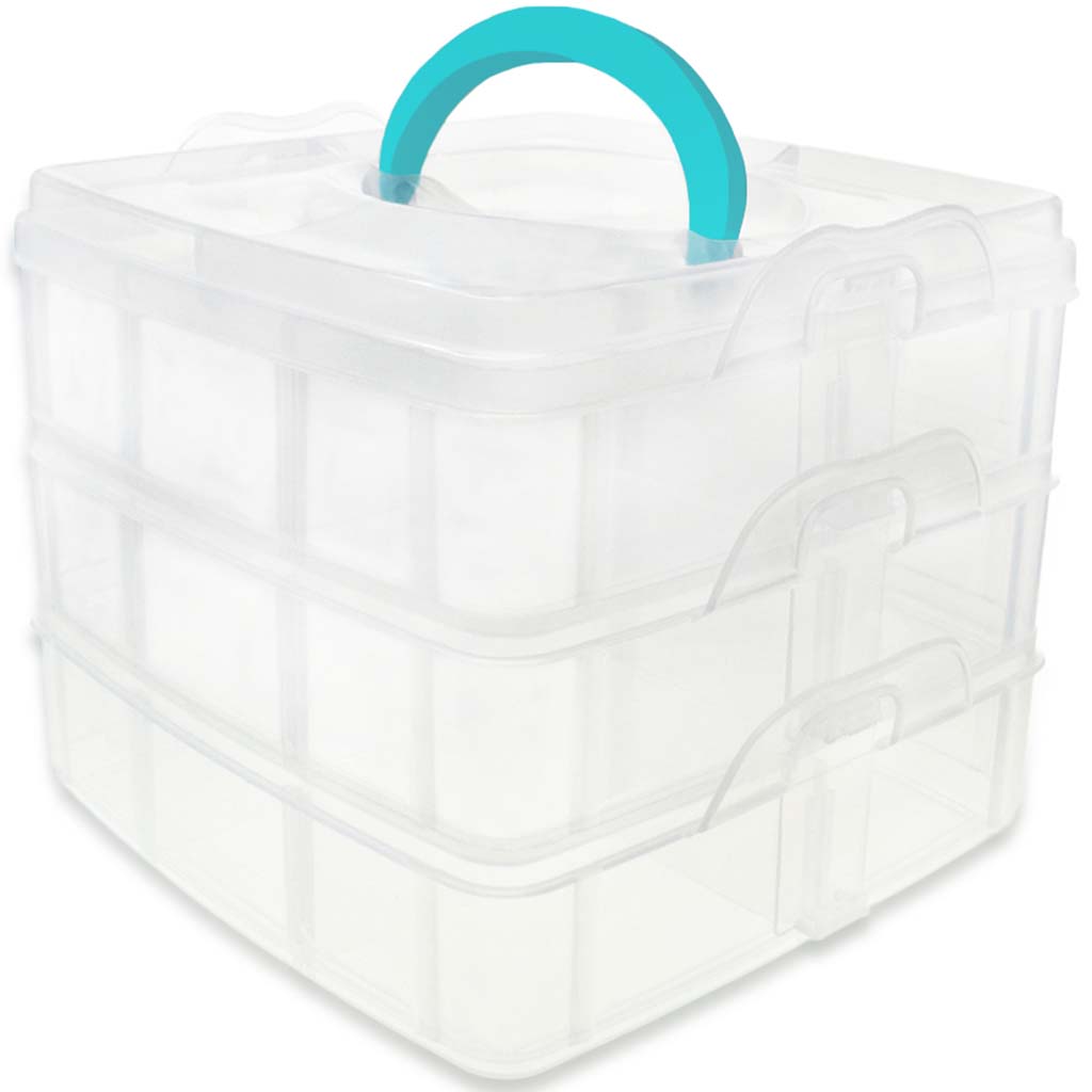 Organizer Box 3pcs Snap-Tight with Handle 5.9in x 5.9in x 4.9in