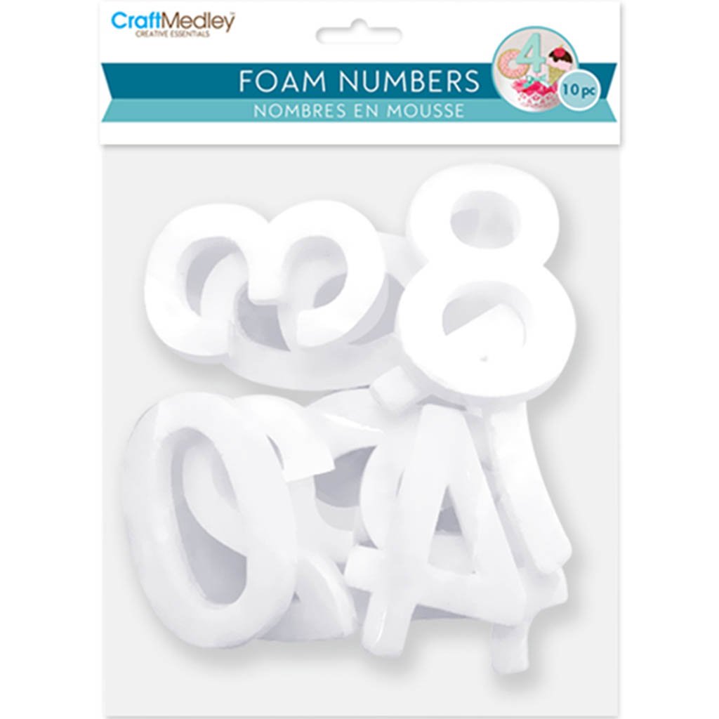 Polyfoam Shapes 7.5cm Numbers 0-9 10pc 1cm