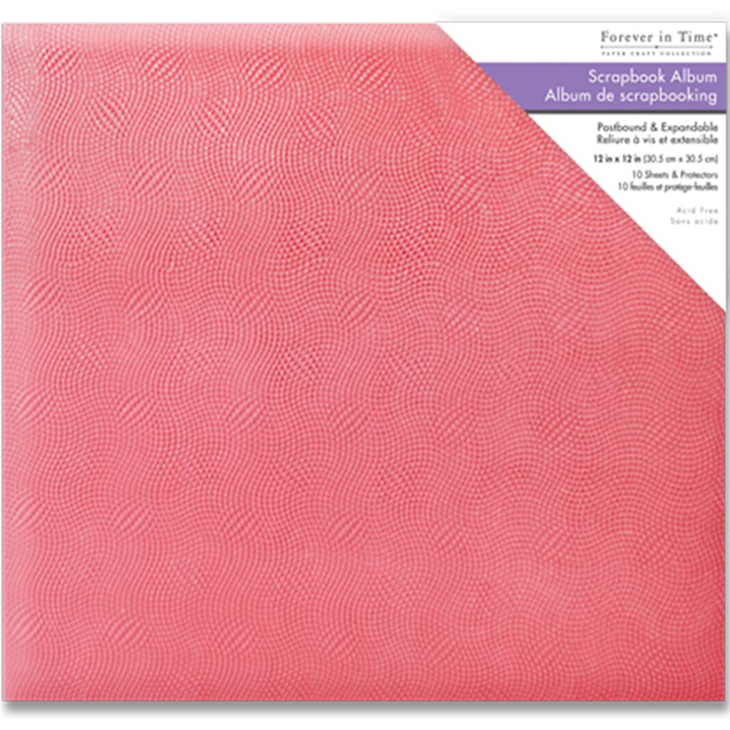 Scrapbook Album PostBound 12in x 12in Pink Embossed Glossy