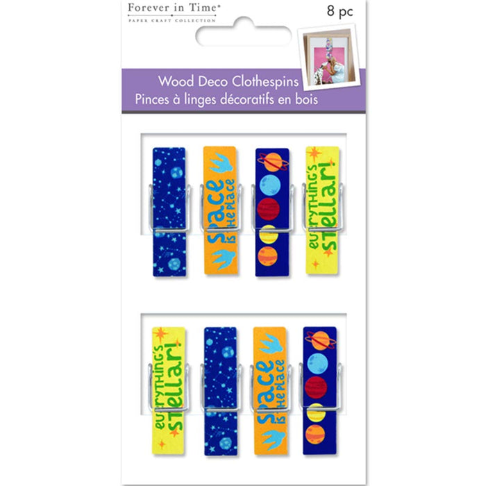 Wood Deco Clothespins 8pcs 1.8in Everything's Stellar