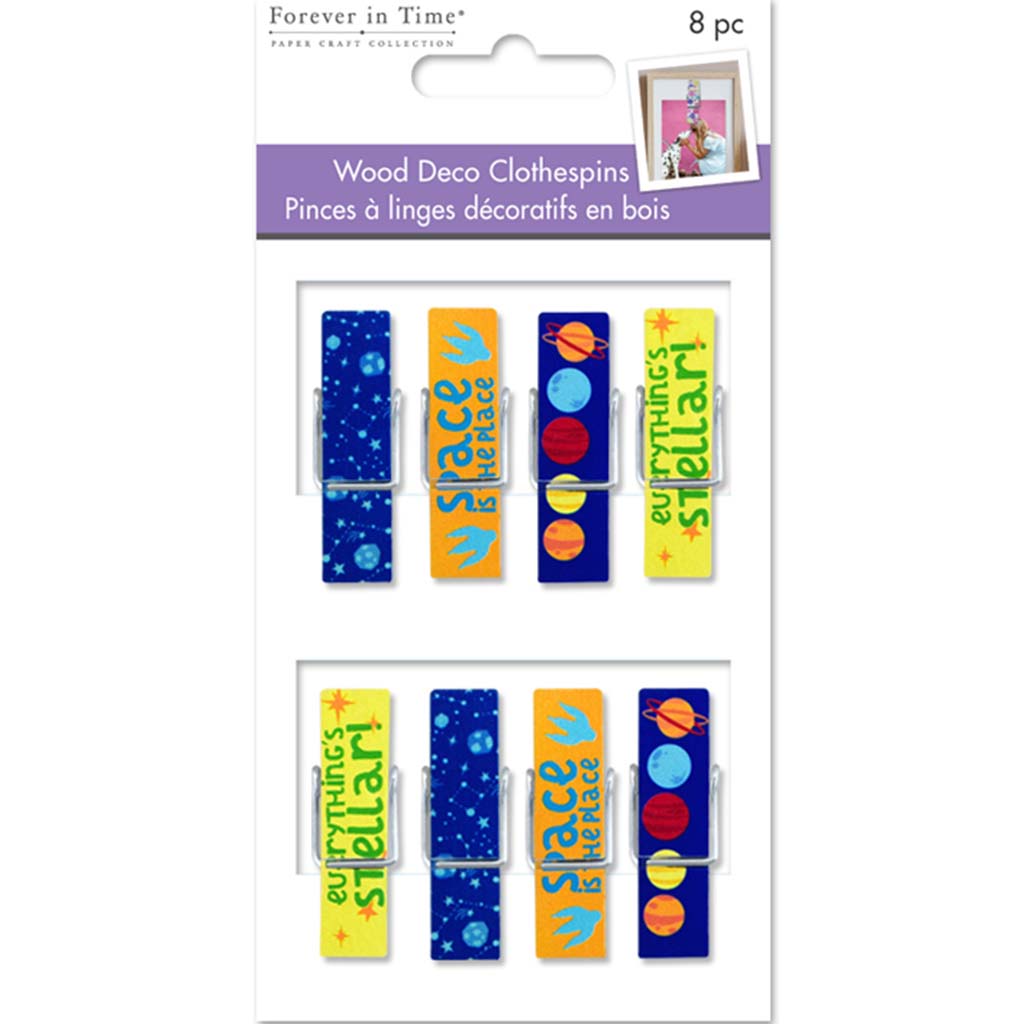 Wood Deco Clothespins 8pcs 1.8in Everything's Stellar