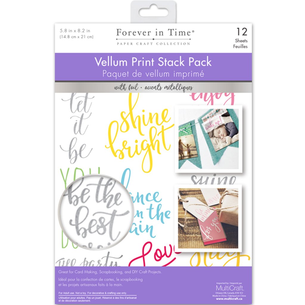 Vellum Foil Print Stack Packs 12sheet 5.8in x 8.2in Inspirational Quotes 1