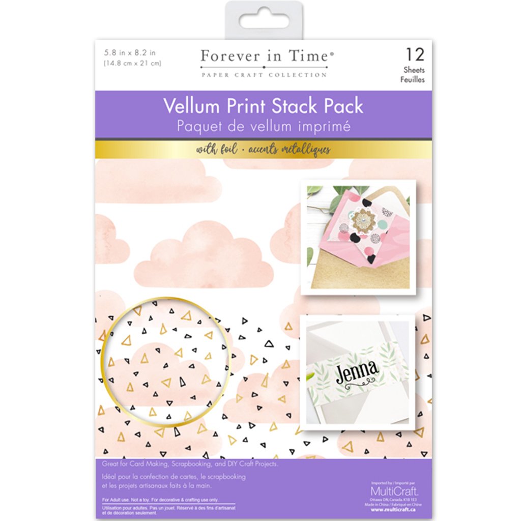 Vellum Foil Print Stack Packs 12sheet 5.8in x 8.2in Floral Medley