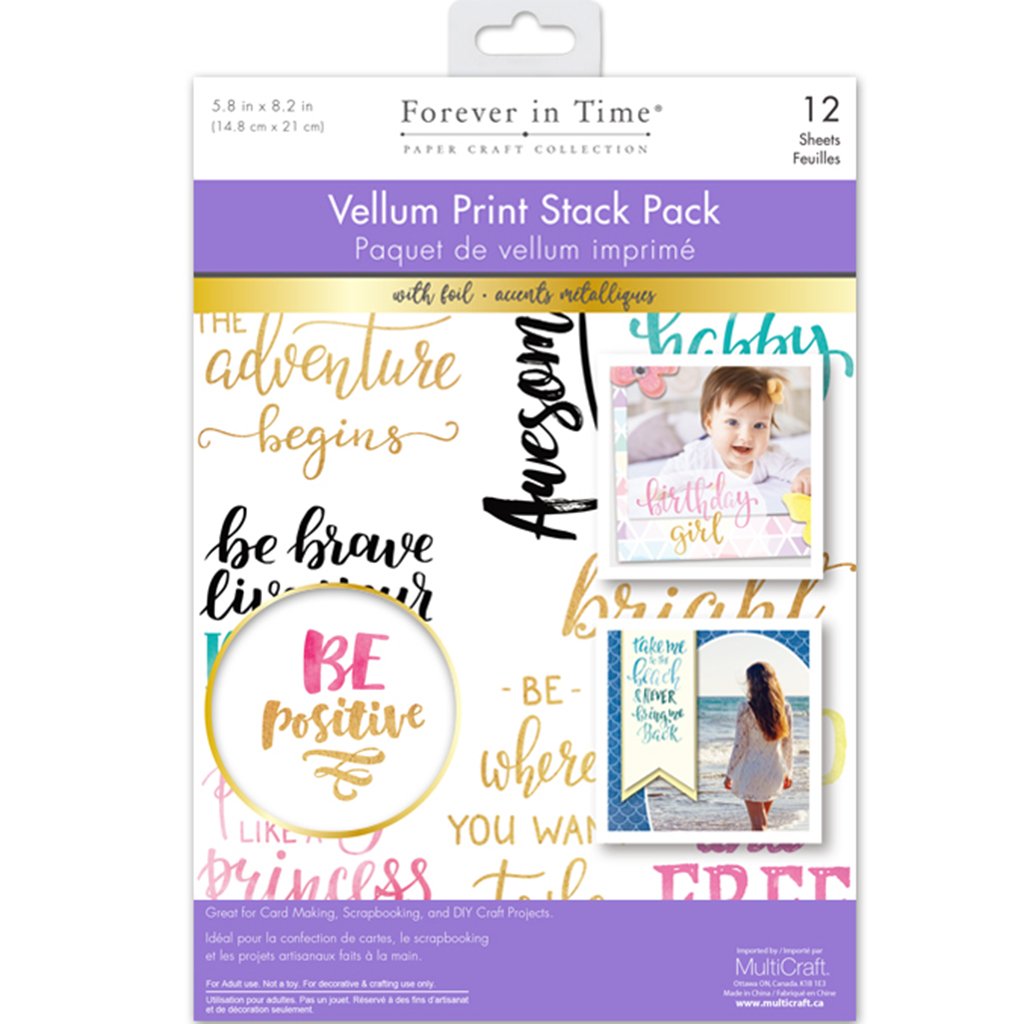 Vellum Foil Print Stack Packs 12sheet 5.8in x 8.2in Inspirational Quotes 2