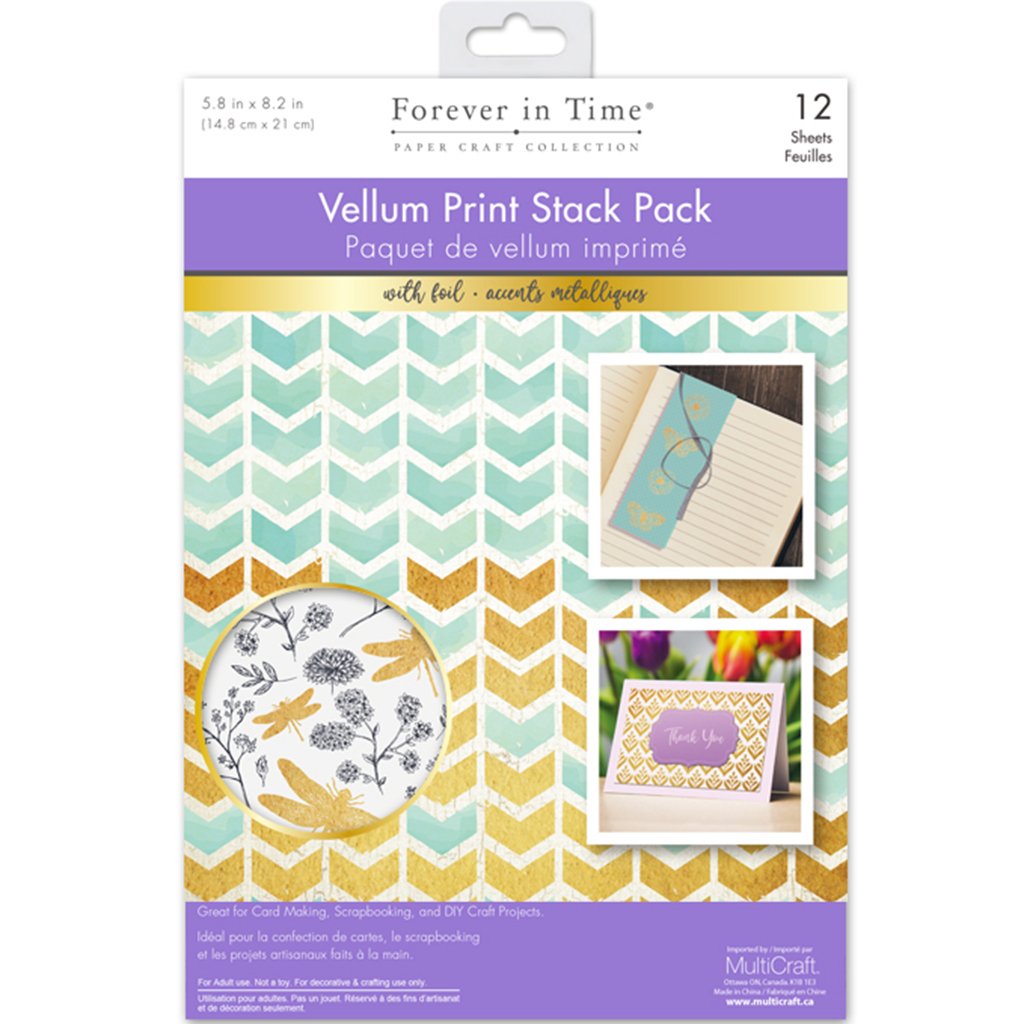 Vellum Foil Print Stack Packs 12sheet 5.8in x 8.2in Garden Critters