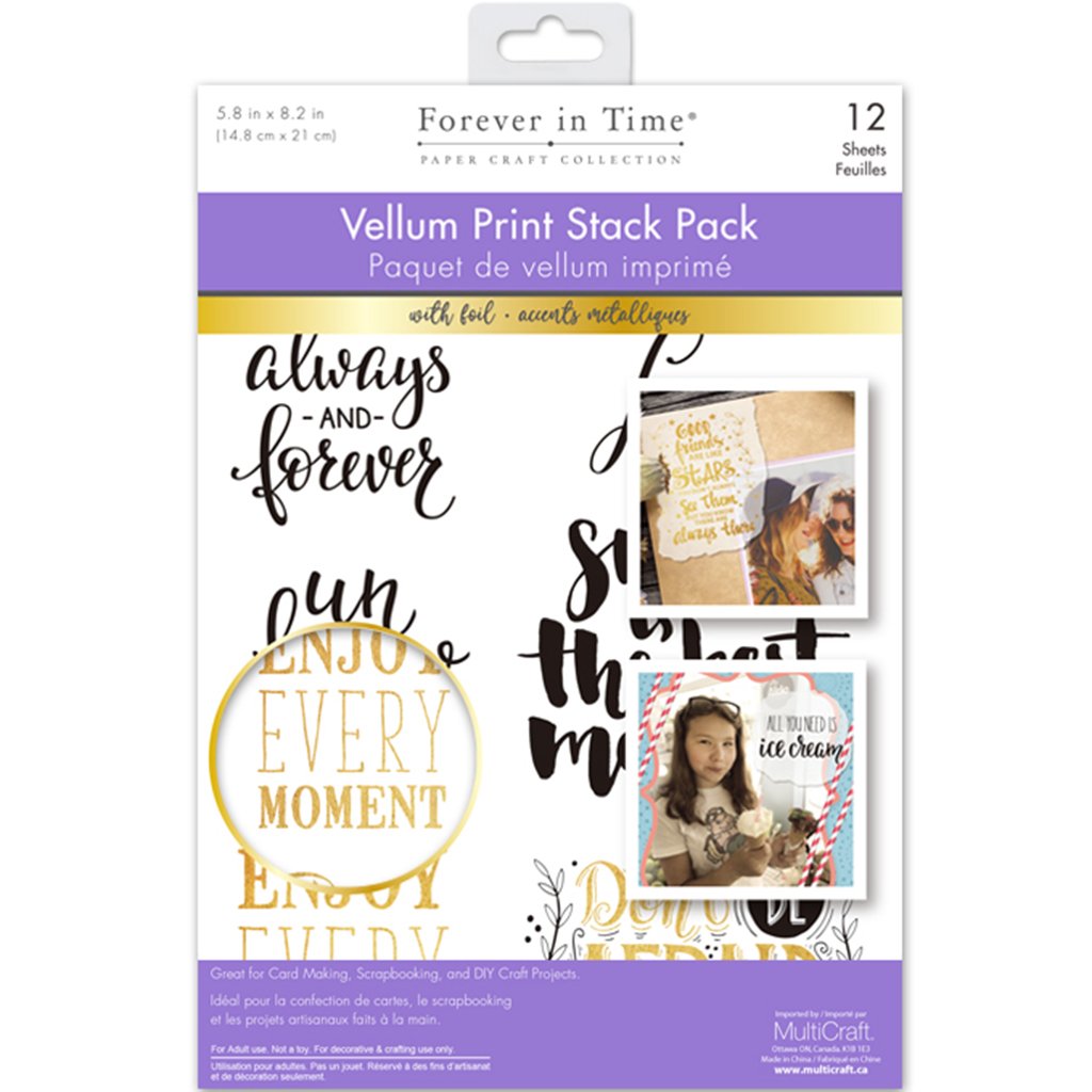 Vellum Foil Print Stack Packs 12sheet 5.8in x 8.2in Inspirational Quotes 3