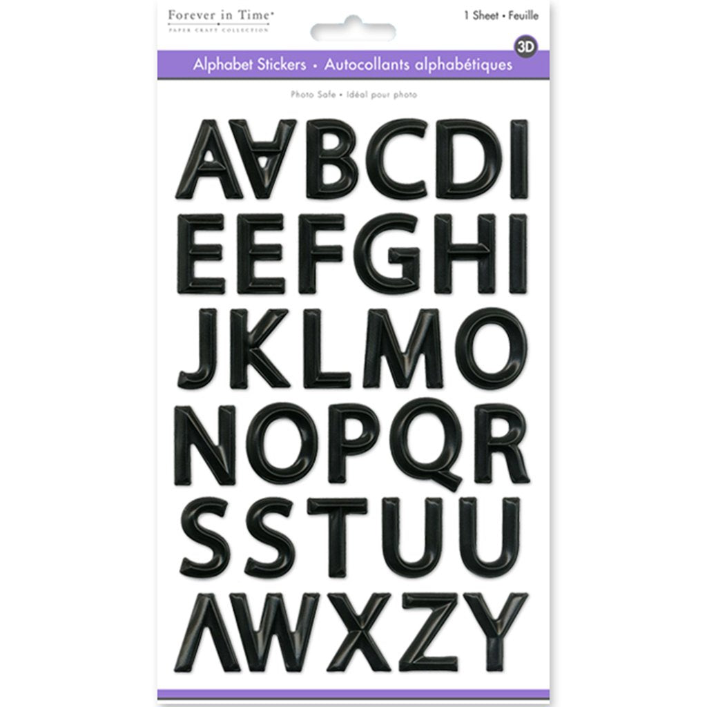 Paper Craft Sticker 3D Alpha PVC 5.7in x 9.8in Black